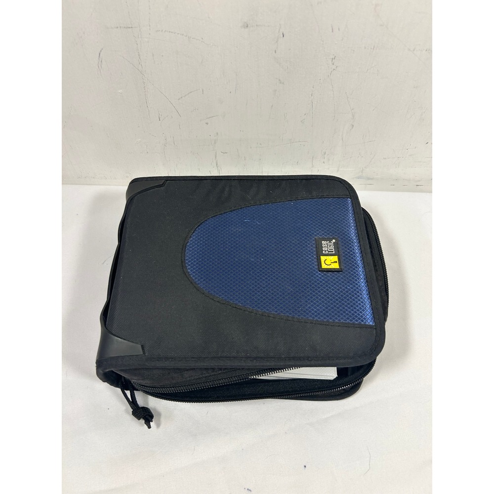 Case Logic CD DVD Storage Binder OS Black Blue Zippered‎ Media Organizer Case